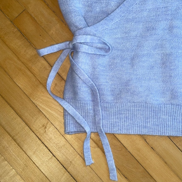 HEARTLOOM Anthropologie Malena V-Neck Wrap Sweater Side Bow Tie Coquette Ballet - Picture 3 of 9